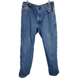 Carhartt Men’s Work Wear Flannel-Lined 5 pocket Blue Jeans